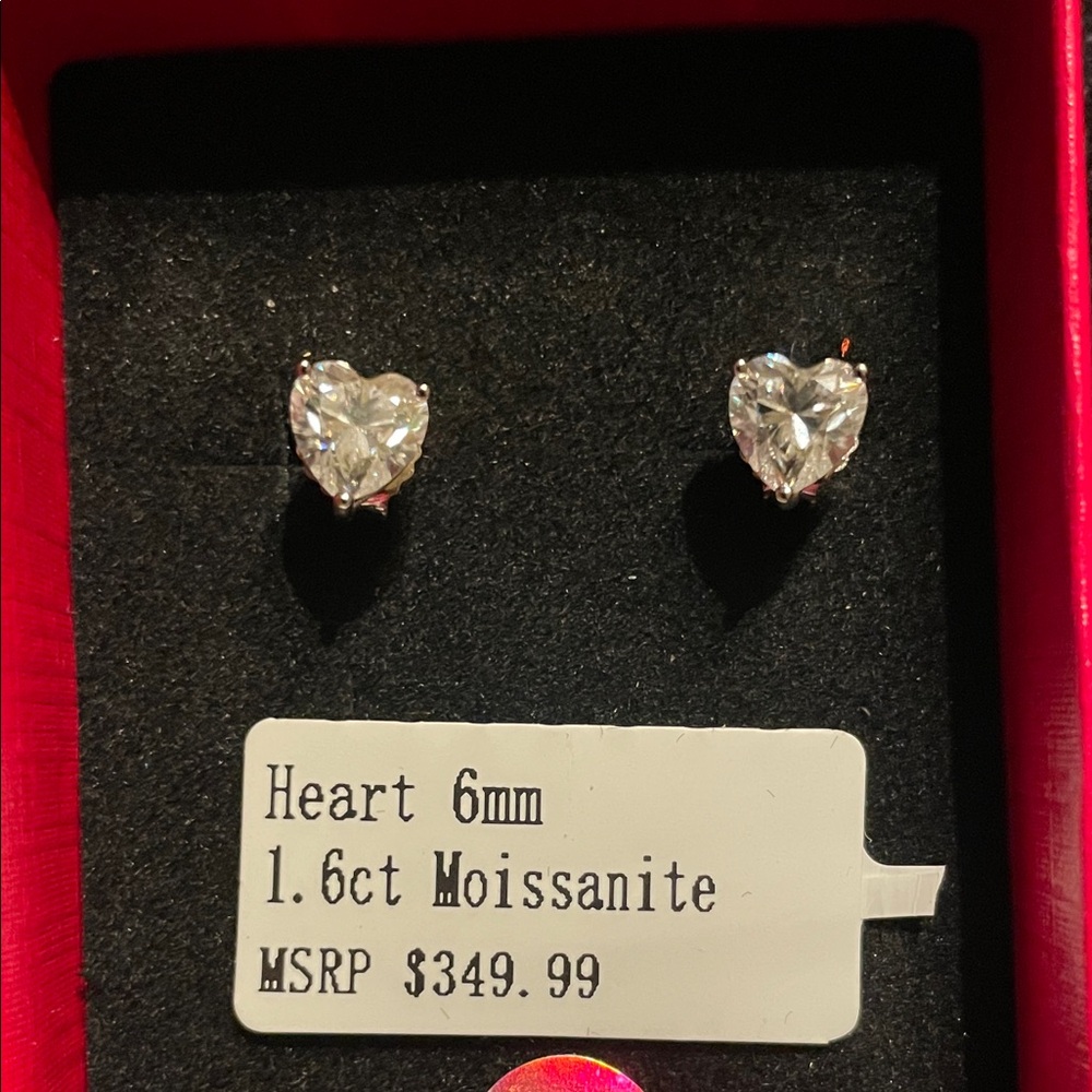 Moissanite Heart Stud Earrings